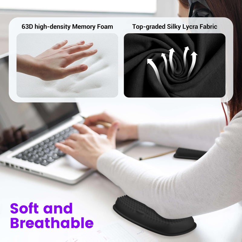 MEKASS Elbow Rest Pads for Desk, Large Size Elbow Pads with Soft Memory Foam and Non-Slip Silicone Base, Armrest Pad Wrist Rest Pad for Home, Office, and Games (2 pcs) - Image 4